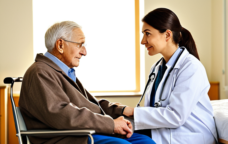 Empathetic Doctor**

"A kind, empathetic doctor in a brightly lit office, fully clothed in professional medical attire, carefully listening to an elderly patient. The patient is seated comfortably, sharing their story. Soft, warm lighting. Focus on connection and care. Safe for work, appropriate content, modest clothing, professional setting, perfect anatomy, natural proportions, high quality photography."

**