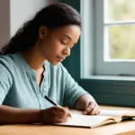 내러티브 건강법의 확장성과 진화 - **Prompt:** A serene and peaceful scene of an adult individual (gender-neutral) engaged in introspec...