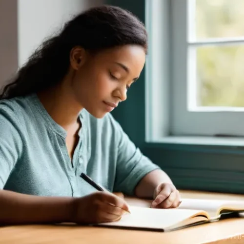 내러티브 건강법의 확장성과 진화 - **Prompt:** A serene and peaceful scene of an adult individual (gender-neutral) engaged in introspec...